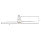 HONITON 60 inch 3-Blade Flush Mount Ceiling Fan with LED Light & Remote