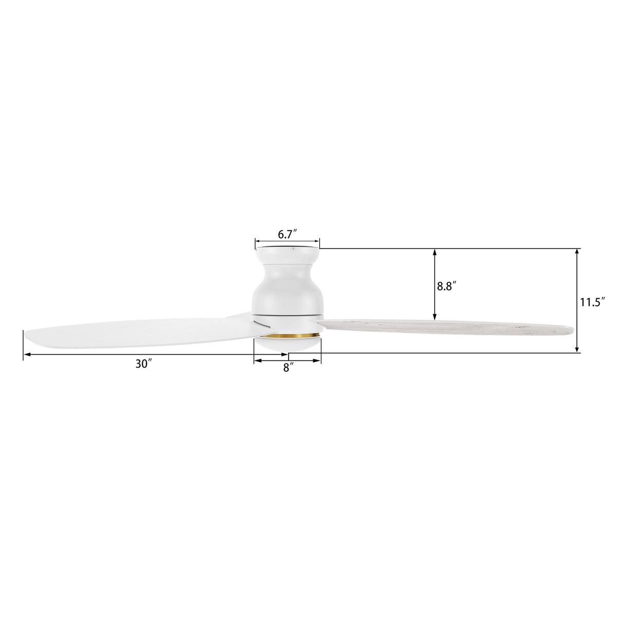 HONITON 60 inch 3-Blade Flush Mount Ceiling Fan with LED Light & Remote