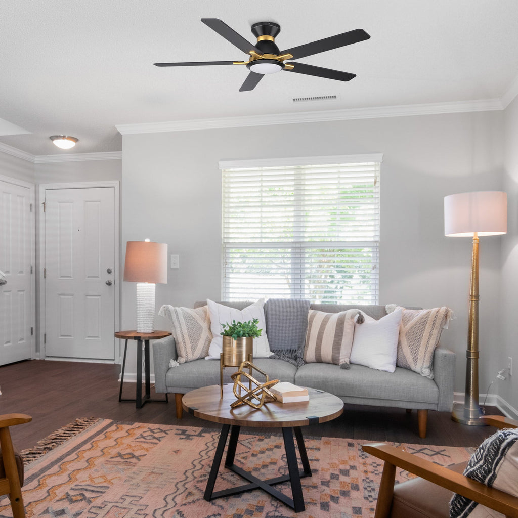 BRISTOL 60 inch 5-Blade Flush Mount Ceiling Fan with LED Light & Remote