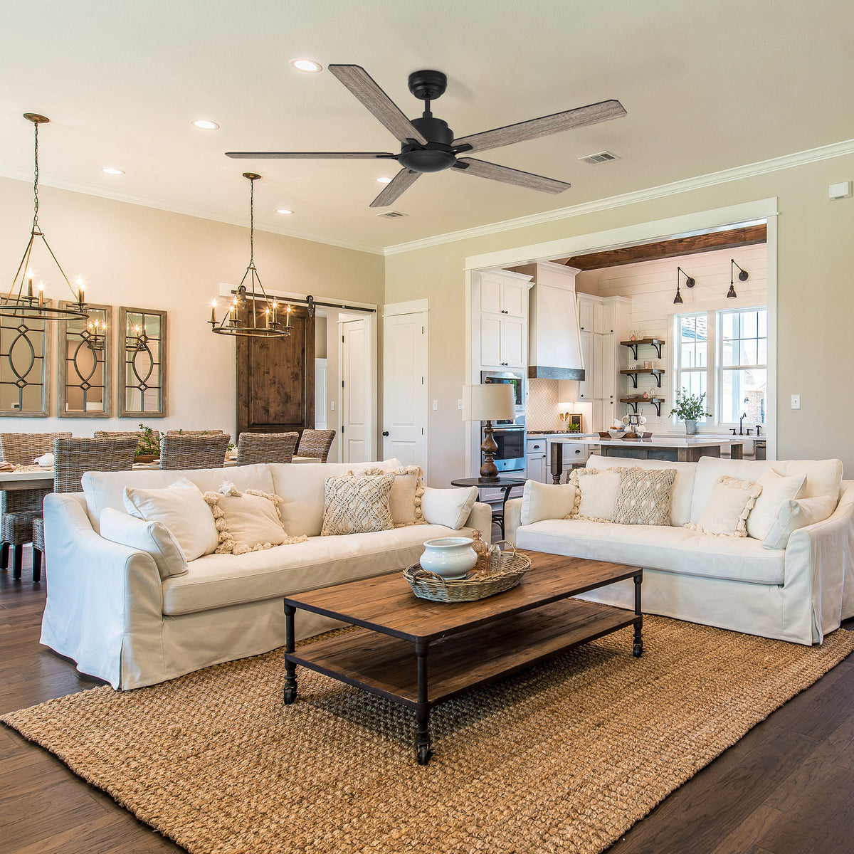 DUNKIRK 60 inch 5-Blade No Light Ceiling Fan with Remote