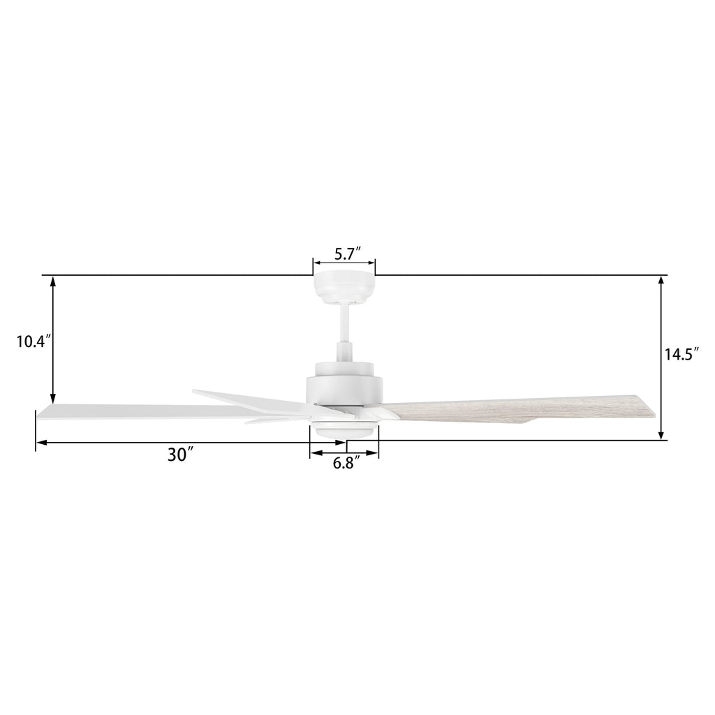 CHANTAL 60 inch 5-Blade Ceiling Fan with LED Light & Remote