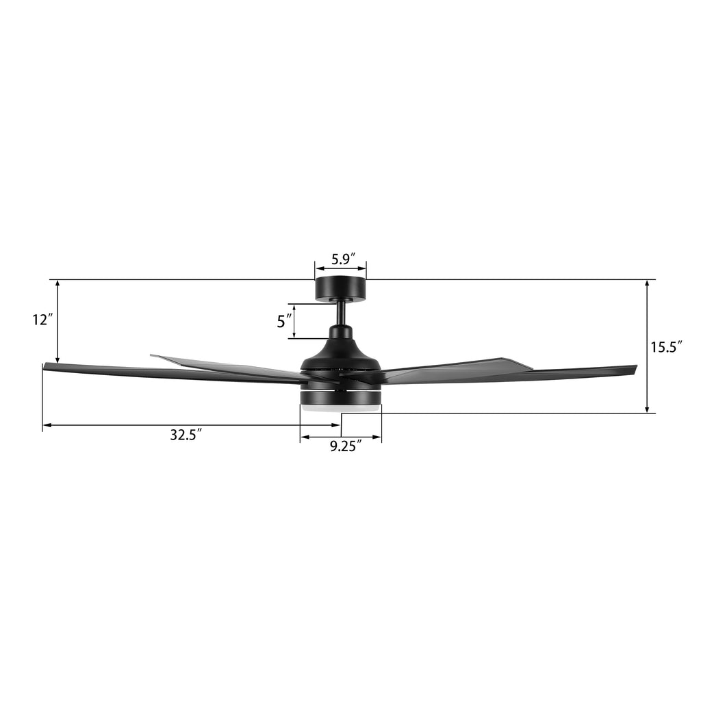 KIMA 65 inch 7-Blade Ceiling Fan with LED Light & Remote