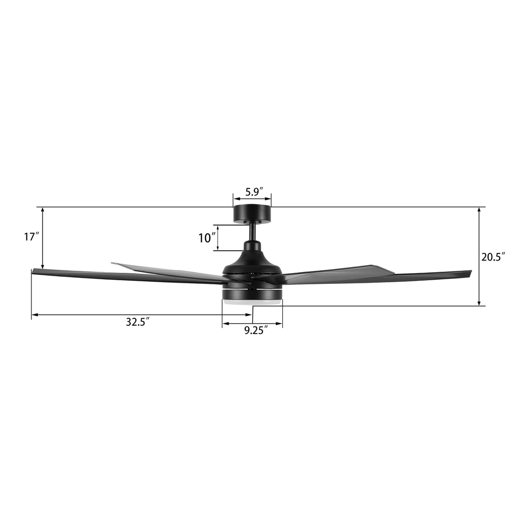 KIMA 65 inch 7-Blade Ceiling Fan with LED Light & Remote