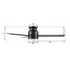 SANTANA 52 inch 3-Blade Flush Mount Ceiling Fan with LED light & Wall Control