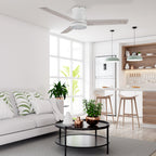 SANTANA 52 inch 3-Blade Flush Mount Ceiling Fan with LED light & Wall Control