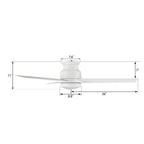 SANTANA 52 inch 3-Blade Flush Mount Ceiling Fan with LED light & Wall Control