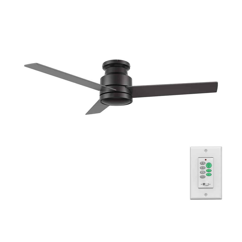 SANTANA 52 inch 3-Blade Flush Mount No Light Ceiling Fan with Wall Control