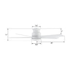 SANTANA 52 inch 5-Blade Flush Mount No Light Ceiling Fan with Wall Control