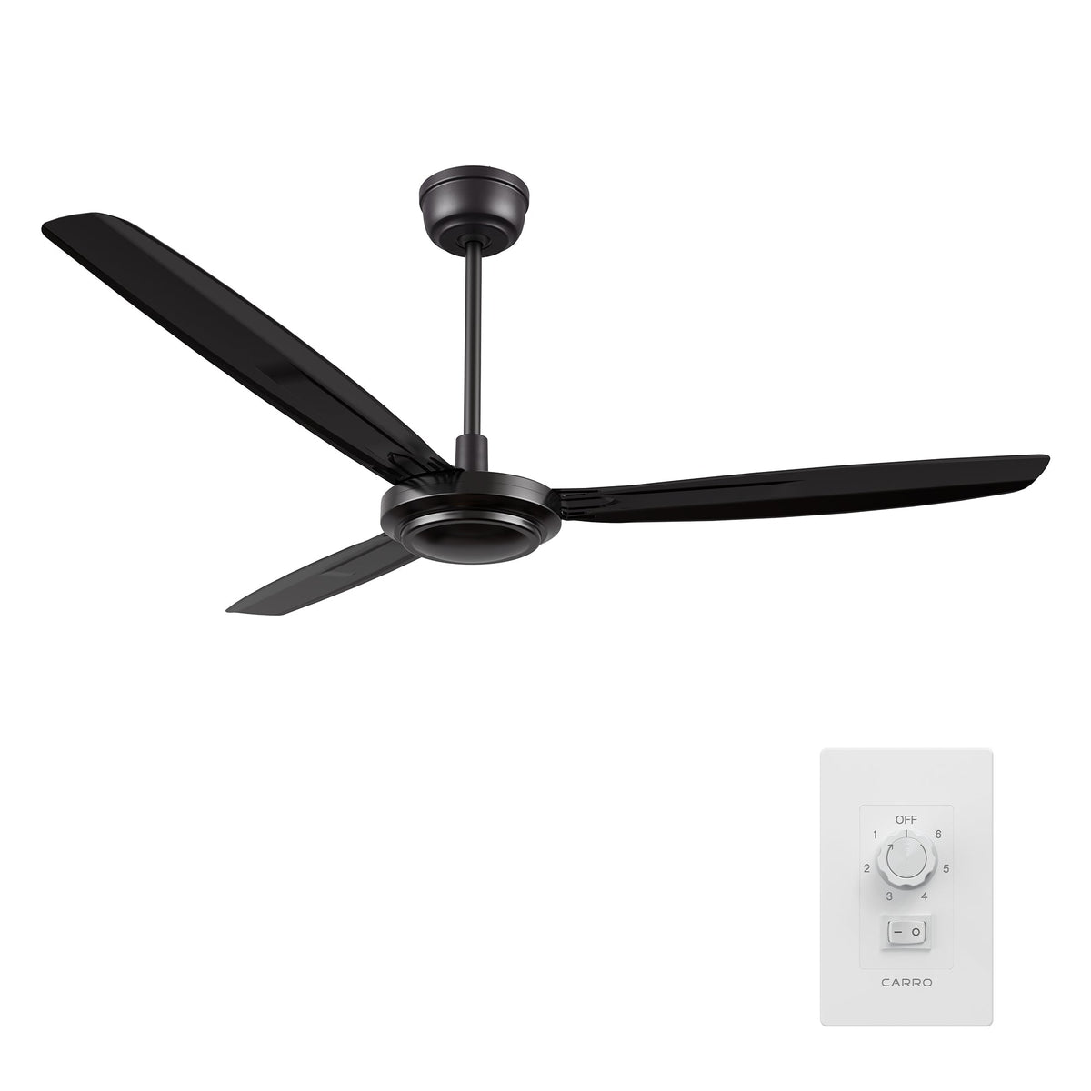 OBERON 56 inch 3-Blade No Light Ceiling Fan with Wall Control-Z1