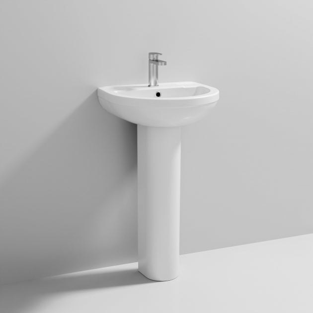 Harmony Basin with Pedestal - 500mm Wide - 1 TH - White
