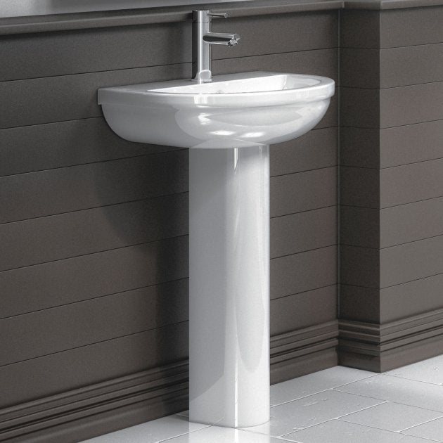 Harmony Basin with Pedestal - 500mm Wide - 1 TH - White