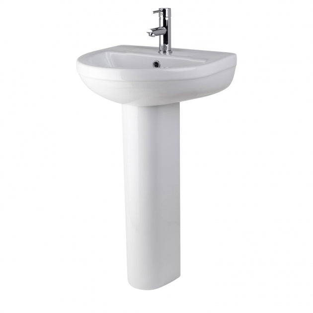 Harmony Basin with Pedestal - 500mm Wide - 1 TH - White
