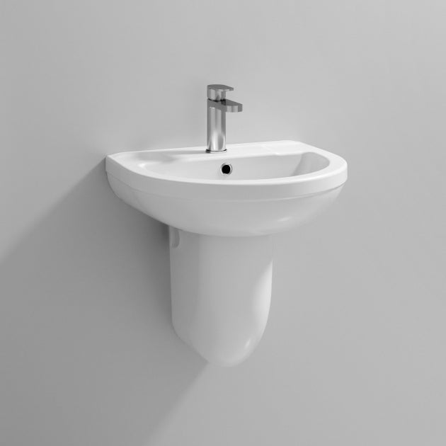 Harmony Basin with Pedestal - 500mm Wide - 1 TH - White