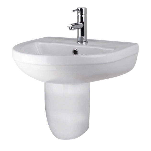 Harmony Basin with Pedestal - 500mm Wide - 1 TH - White