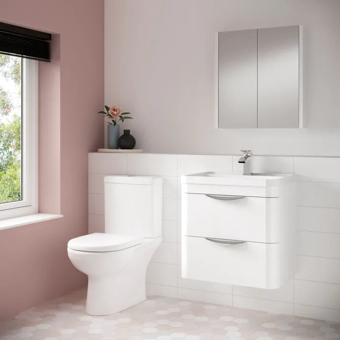Clinton Close Coupled Toilet with Push Button Cistern & Seat - White
