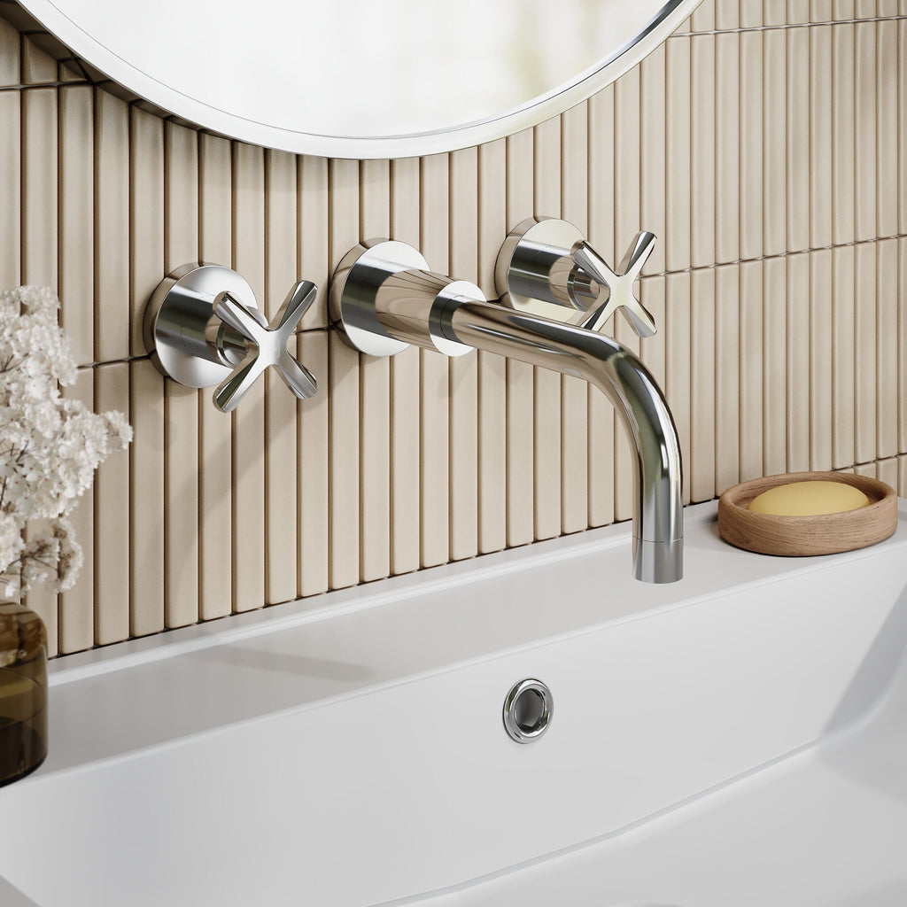 Cylin 3 Hole Wall Mounted Basin Mixer Tap