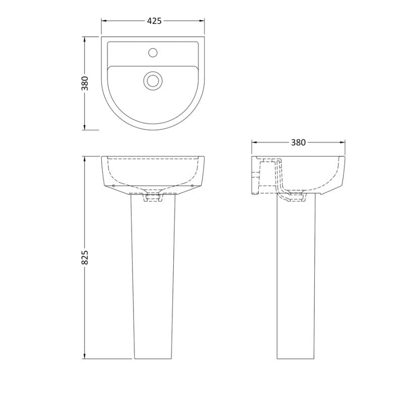 Sparrow Basin With Pedestal - 1 TH - White