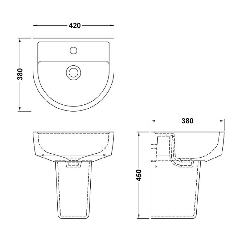 Sparrow Basin With Pedestal - 1 TH - White