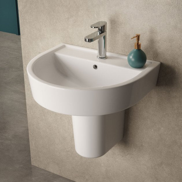 Sparrow Basin With Pedestal - 1 TH - White