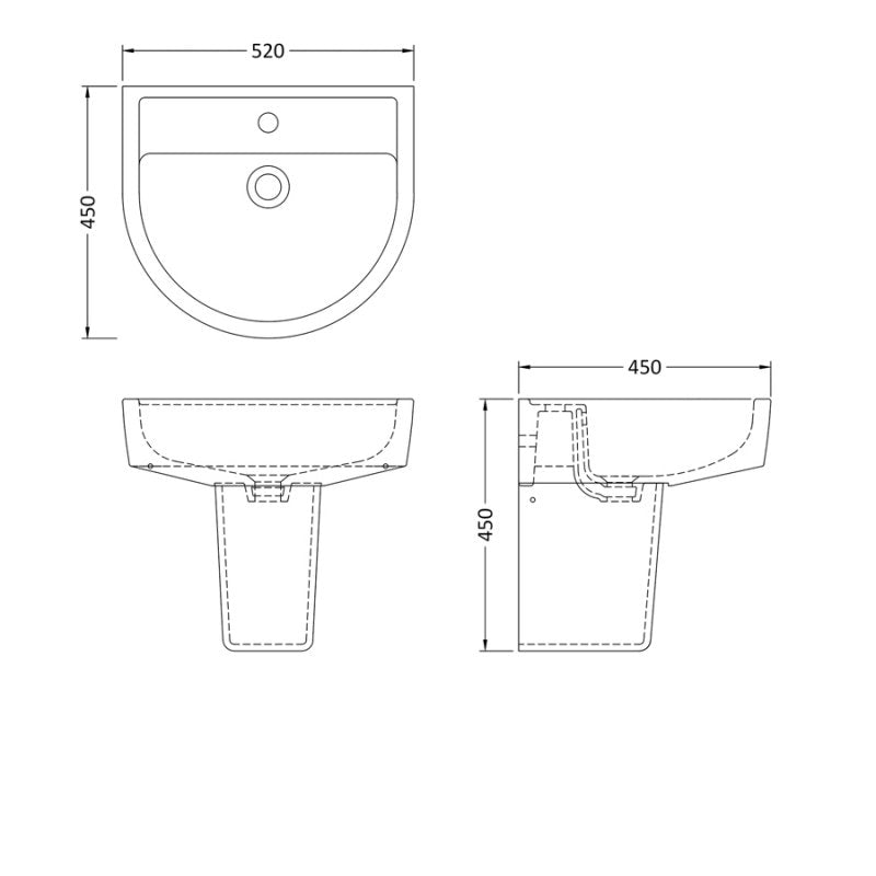 Sparrow Basin With Pedestal - 1 TH - White