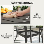 5 Piece Garden Dining Set with Round Table & 4 Stackable Chairs, Dark Grey