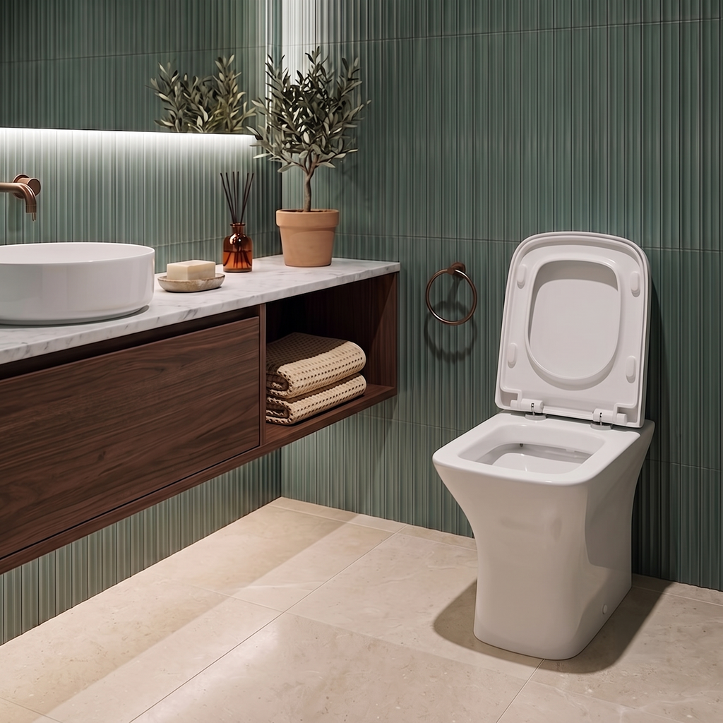 Pluto Modern Back To Wall Toilet With Soft Close Seat - White