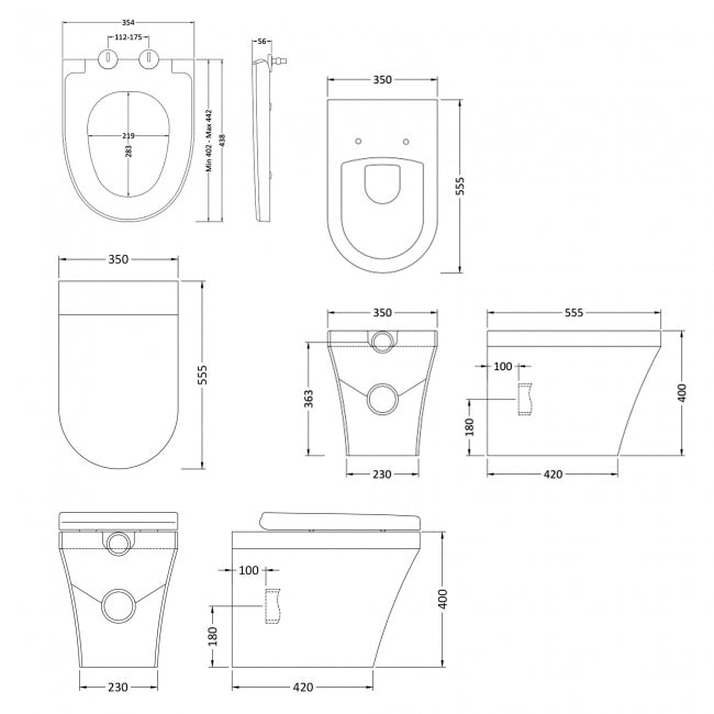 Pluto Modern Back To Wall Toilet With Soft Close Seat - White