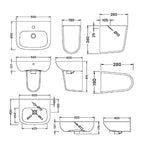 Line Basin with Pedestal - 1 TH - White