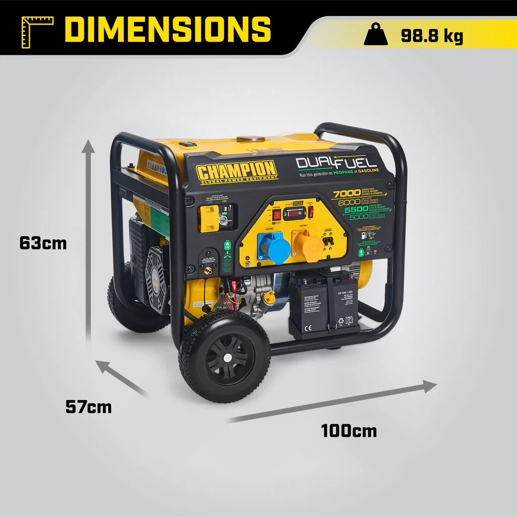 Champion CPG7500E2-DF 7000 Watt LPG Dual Fuel Generator With Electric Start
