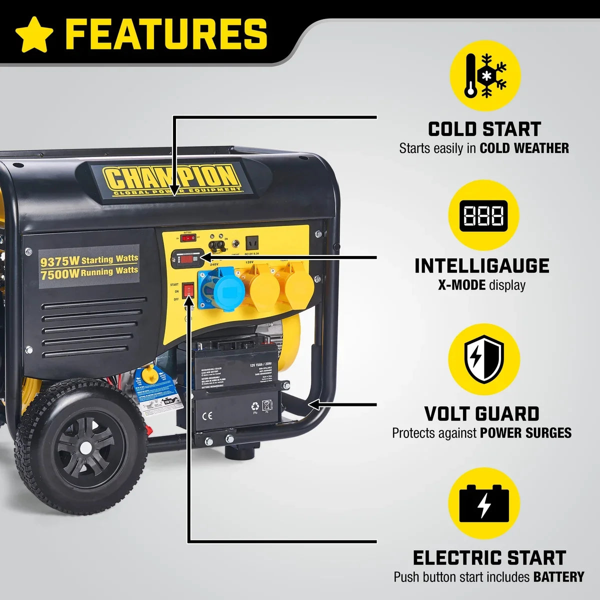 Champion CPG9000E2 8000W Petrol Generator with Electric and Remote Start