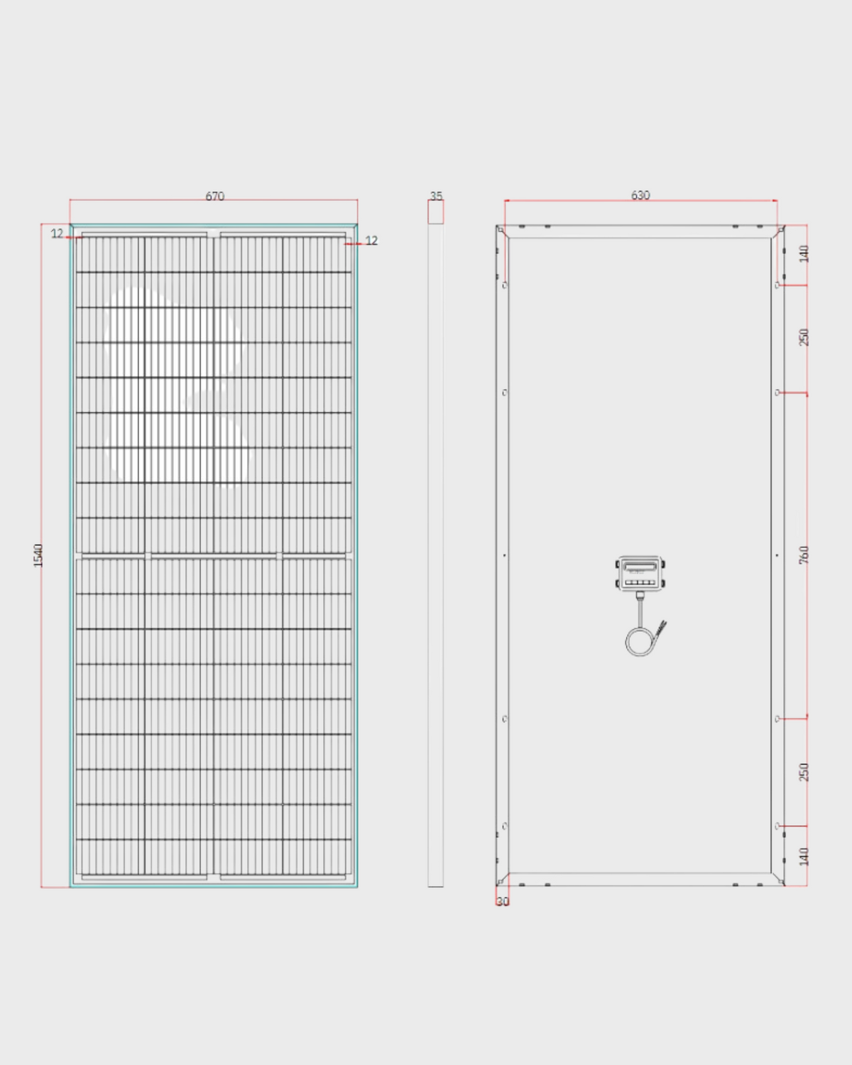 Amptron 200W 12V Glass Perc Half Mono-crystalline Solar panel, 35mm Black Aluminium Framed Panel – Optional Aerodynamic Mounting Kit