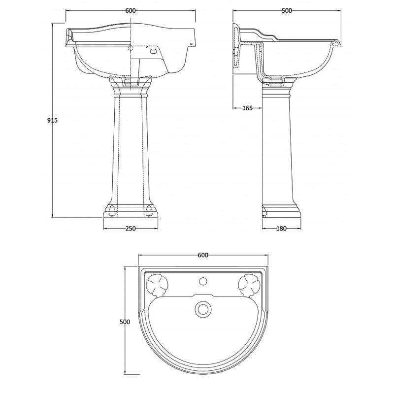 Chiltern Basin With Full Pedestal - White