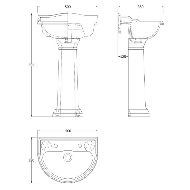 Chiltern Basin With Full Pedestal - White