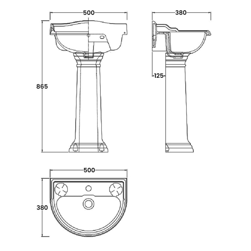 Chiltern Basin With Full Pedestal - White