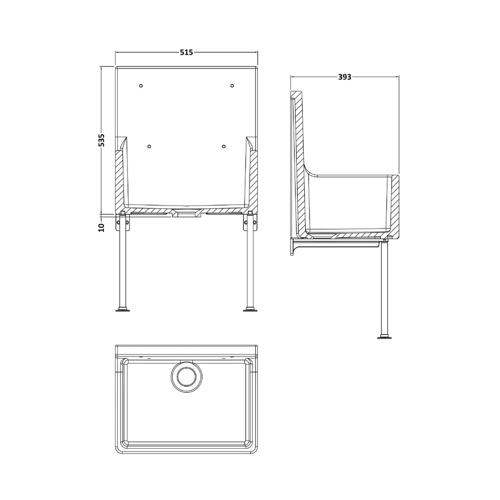 Inspire Single Bowl Traditional Cleaner Sink With Grid, Legs, Wall Bracket And Backsplash - White