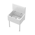 Inspire Single Bowl Traditional Cleaner Sink With Grid, Legs, Wall Bracket And Backsplash - White