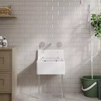 Inspire Single Bowl Traditional Cleaner Sink With Grid, Legs, Wall Bracket And Backsplash - White