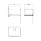 Inspire Single Bowl Traditional Cleaner Sink With Grid, Legs, Wall Bracket And Backsplash - White