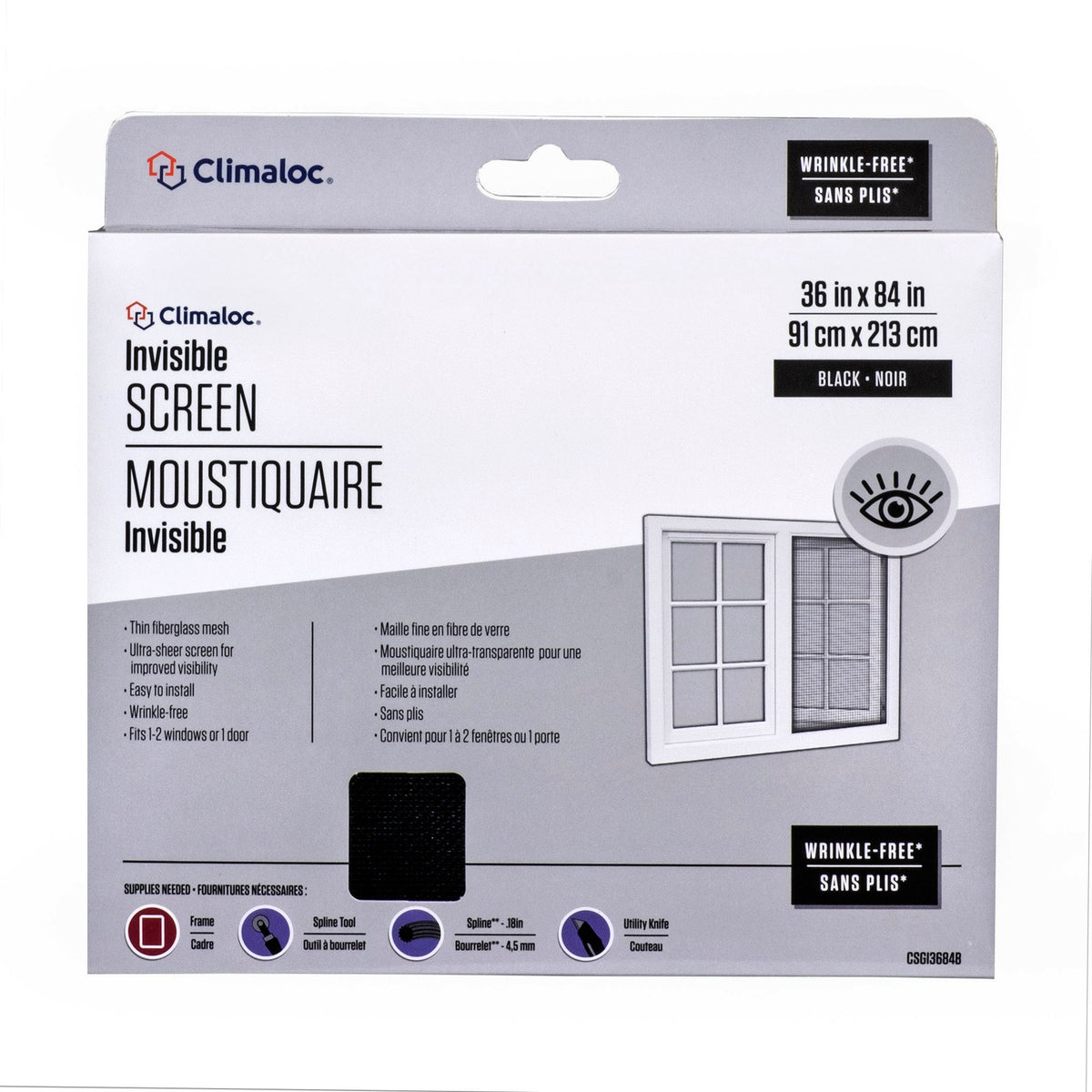 Invisible Fiberglass Screen Black 36 in. x 84 in. (91 cm x 213 cm)