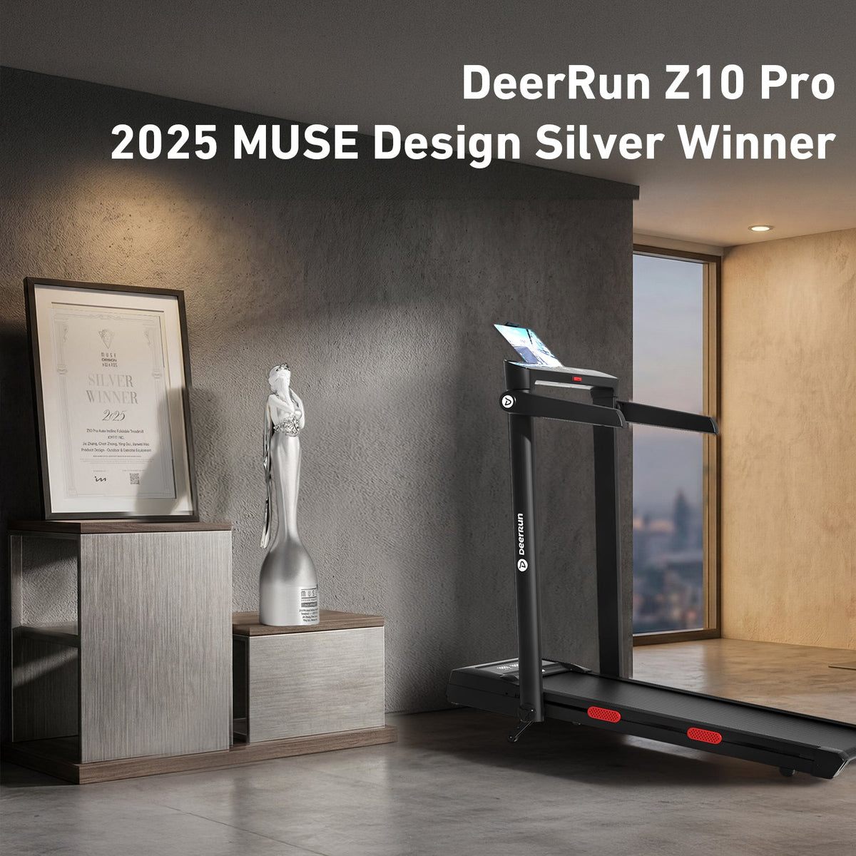 DeerRun Z10 Pro Muse Type 2 in 1 Foldable Treadmill with Remote Control, 12% Auto Incline