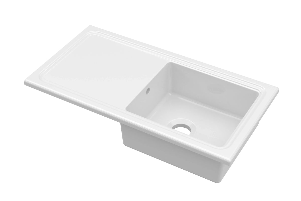 Inspire 1010mm Single Bowl Rectangular Plain Countertop Drainer Sink