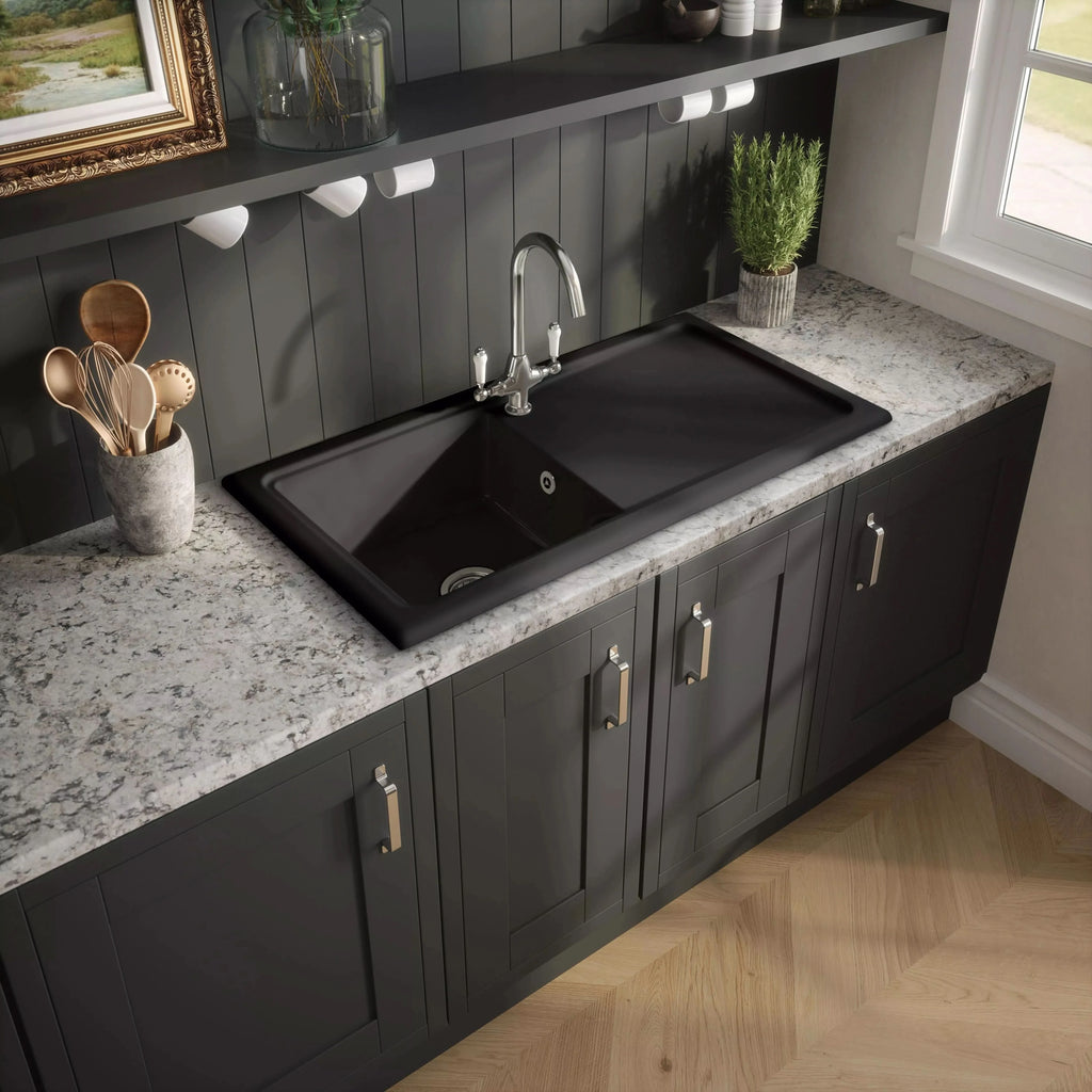 Inspire 1010mm Single Bowl Rectangular Plain Countertop Drainer Sink