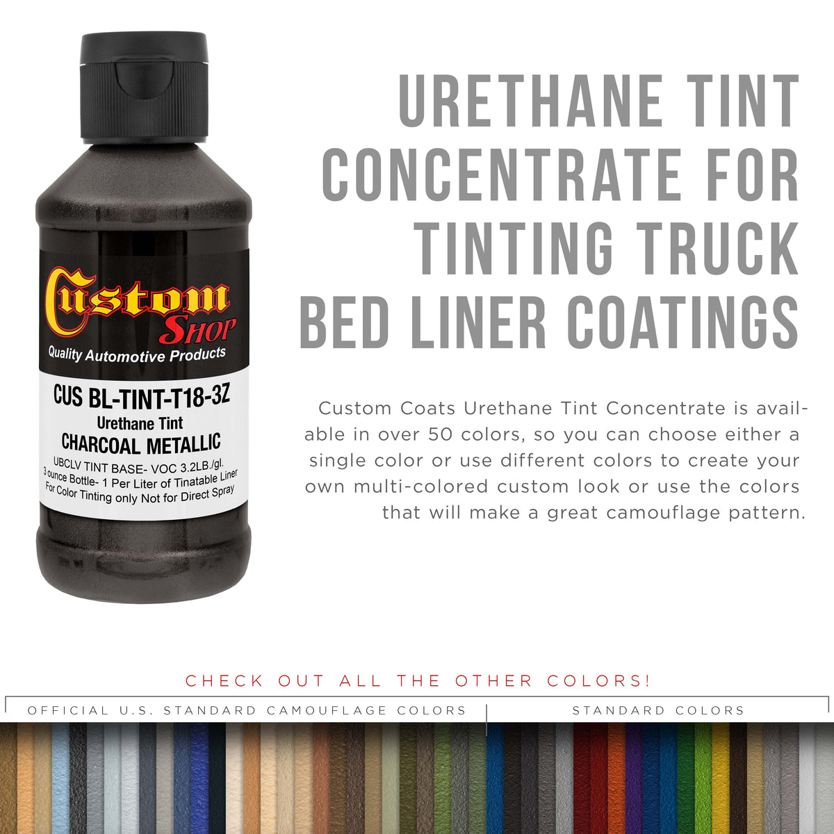 3 oz (Charcoal Metallic Color) Urethane Tint Concentrate for Tinting Truck Bed Liner Coatings