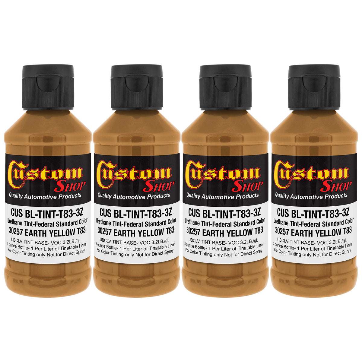 Camouflage Series 3 oz (Earth Yellow Federal Standard Color #30257) Urethane Tint Concentrate for Tinting Truck Bed Liner Coatings - Pack of 4
