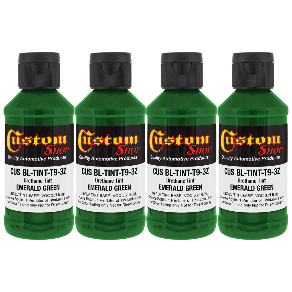 3 oz (Emerald Green Color) Urethane Tint Concentrate for Tinting Truck Bed Liner Coatings - Pack of 4