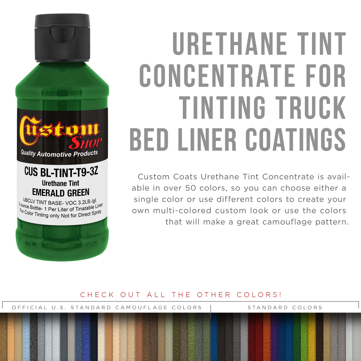 3 oz (Emerald Green Color) Urethane Tint Concentrate for Tinting Truck Bed Liner Coatings - Use in Most Tintable Sprayable and Rollable Liner Brands