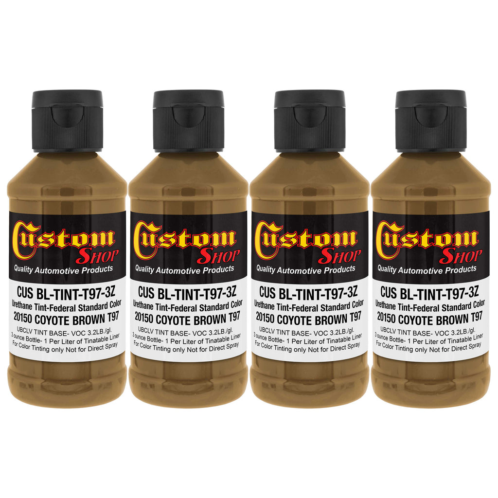 Camouflage Series 3 oz (Coyote Brown Federal Standard Color #20150) Urethane Tint Concentrate for Tinting Truck Bed Liner Coatings - Pack of 4
