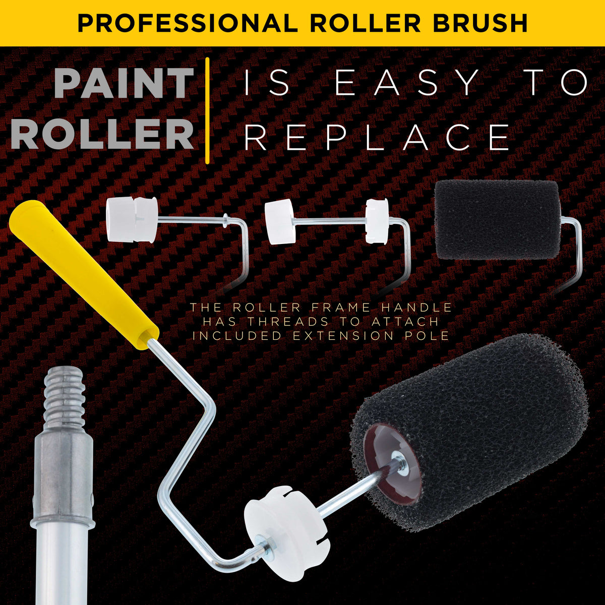 Texture Paint & Bedliner Roller Accessory Application Kit - Roller Frame & Covers, Tray, Brushes - Roll-On Custom Coat Truck Bed Liner