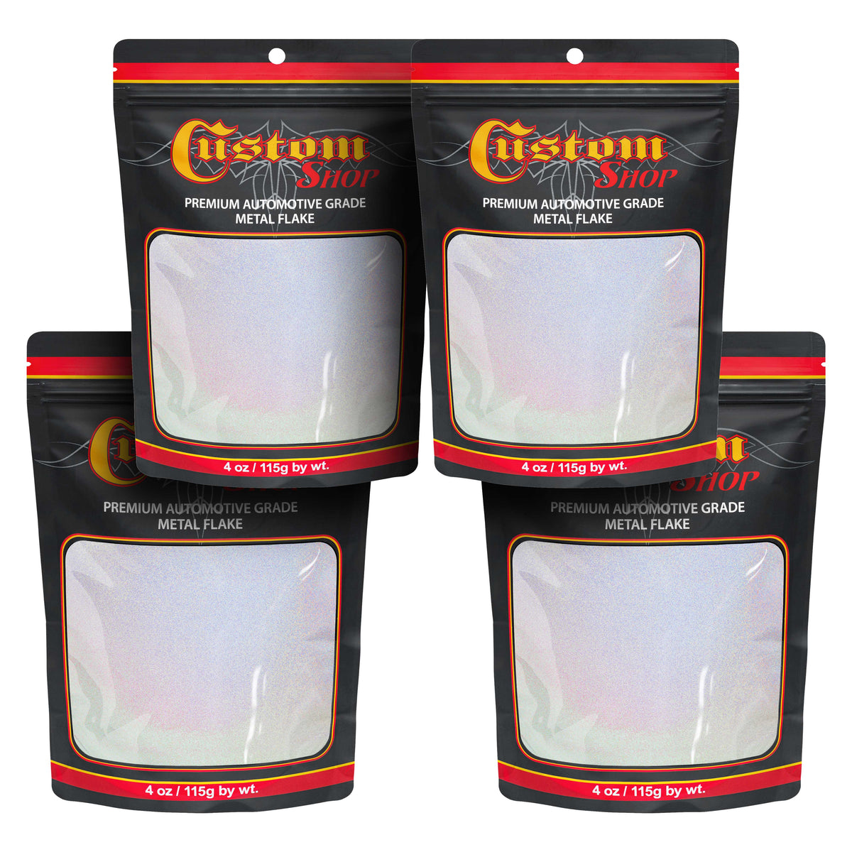 Silver to Rainbow- 4 ounces of Holographic Medium Metal Flake .008" 200 Micron Size - Premium Automotive Grade Flake, UV, Fade & Solvent Resistant