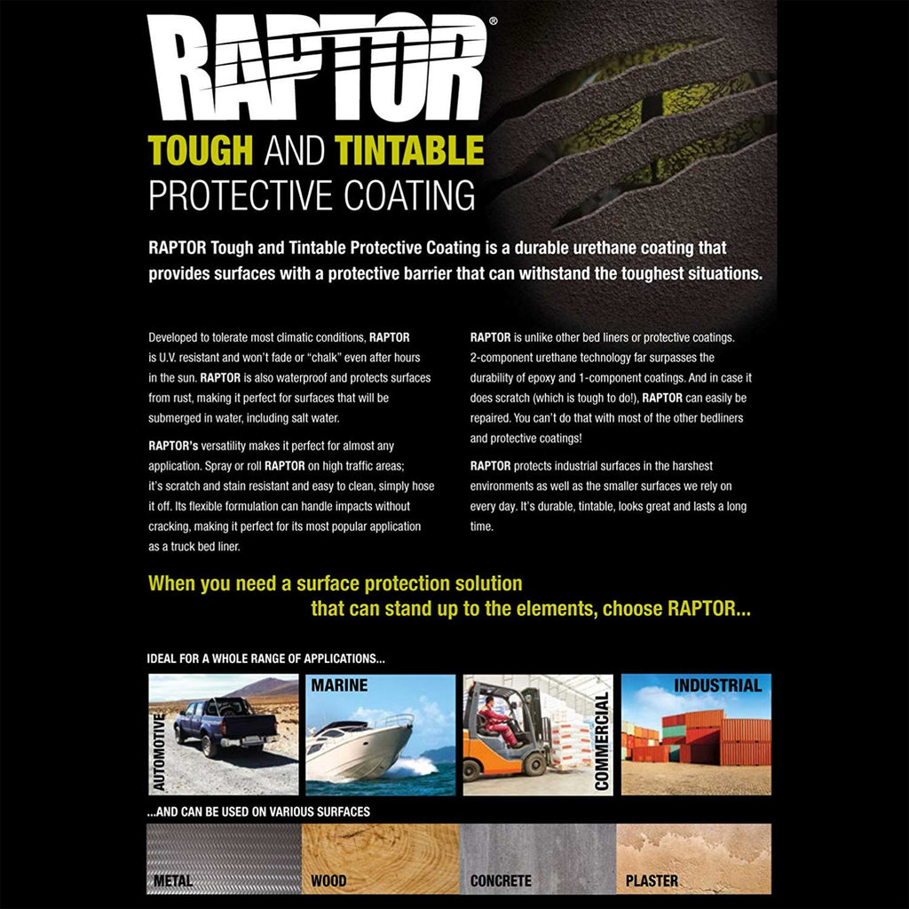 Raptor Tintable Urethane Spray-On Truck Bed Liner Kit, 1 Quart Kit